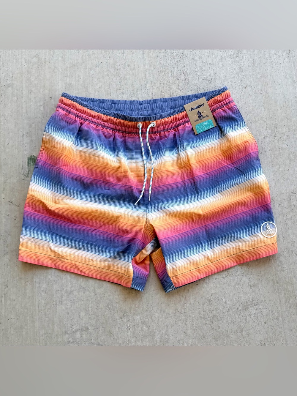Chubbies Swim Trunks Malibu Sunsets New Men Size XL Striped